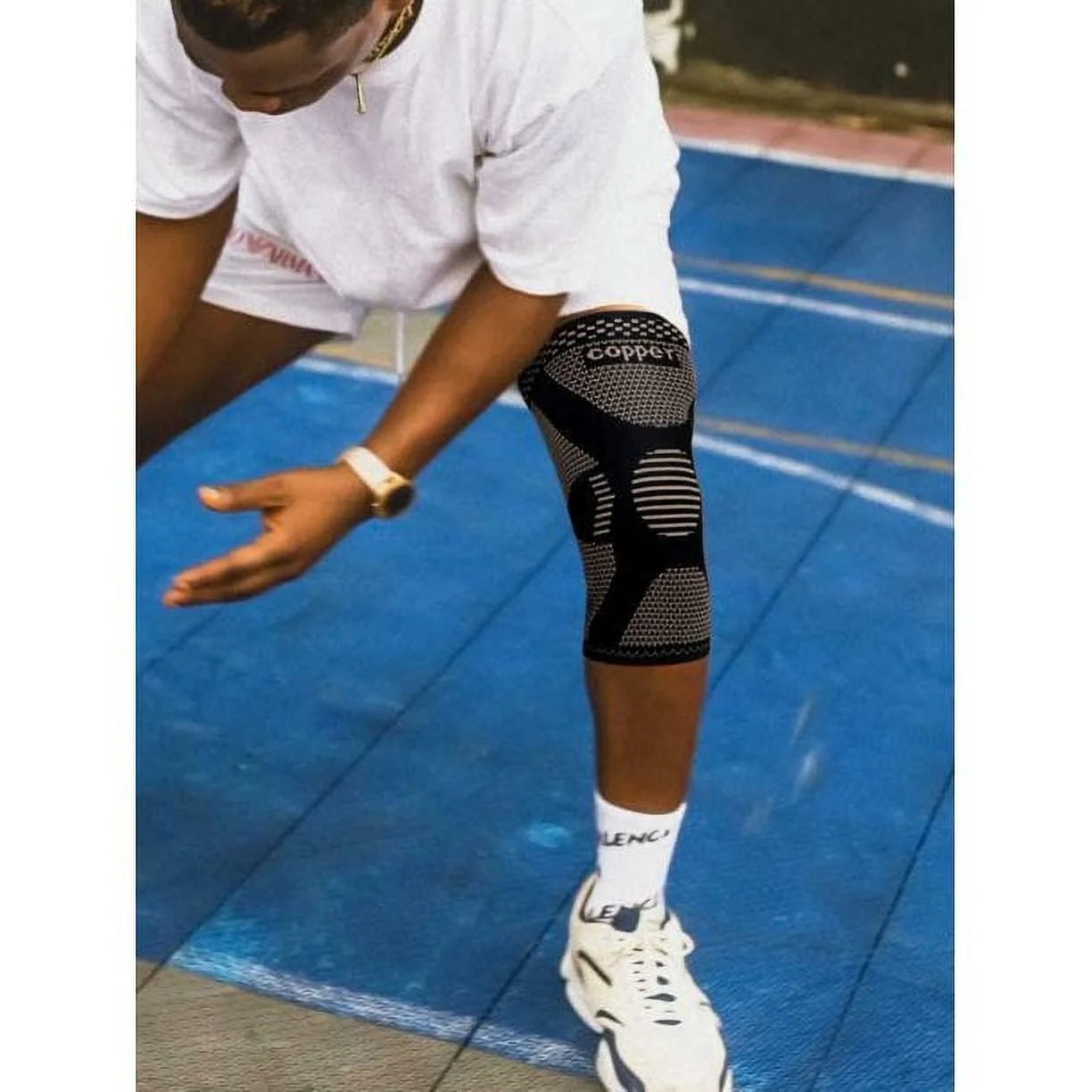 Copper Knee Brace Support for Men&Women Arthritis Knee Compression Sleeve for Pain Relief-L