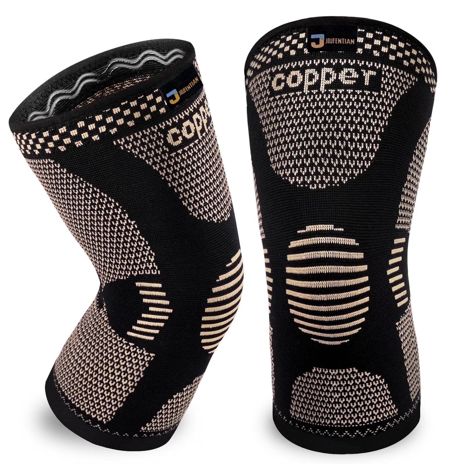 Copper Knee Brace Support for Men&Women Arthritis Knee Compression Sleeve for Pain Relief-L